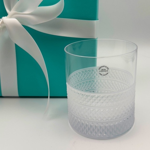 NEW Tiffany & Co. Diamond Point Crystal Glass Height 4" Double Old Fashioned - Picture 4 of 11